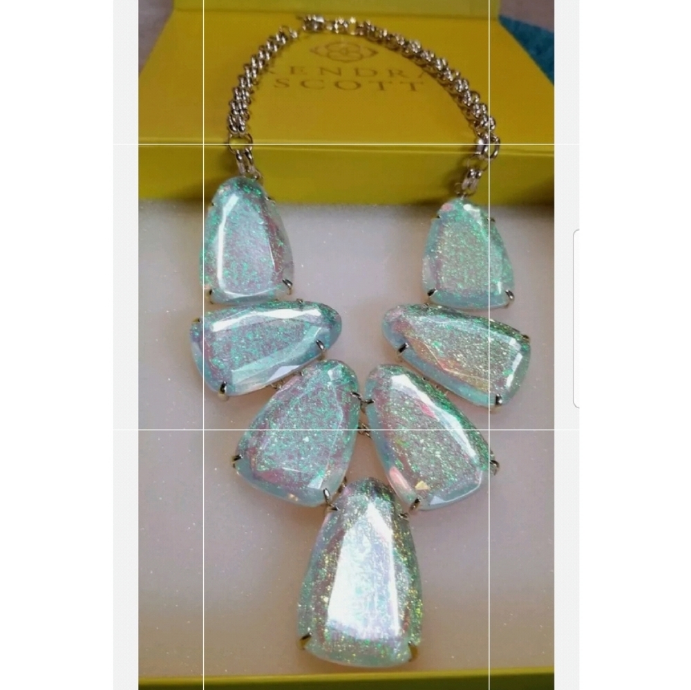 IRIDESCENT DICHROIC FOIL HARLOW NECKLACE GOLD TX